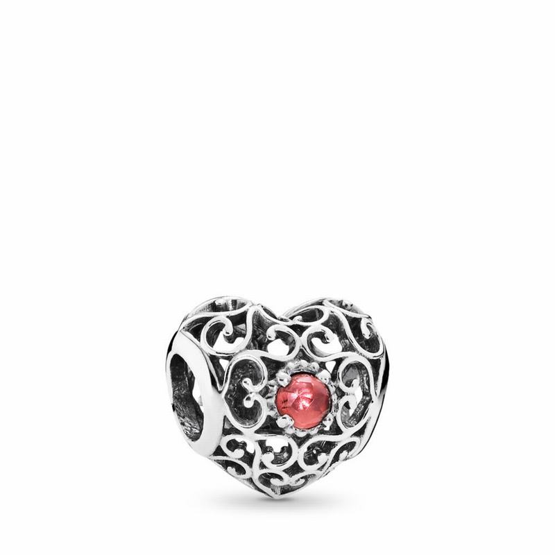 Pandora January Signature Heart Charm Sale NZ, Sterling Silver (076281-STV)